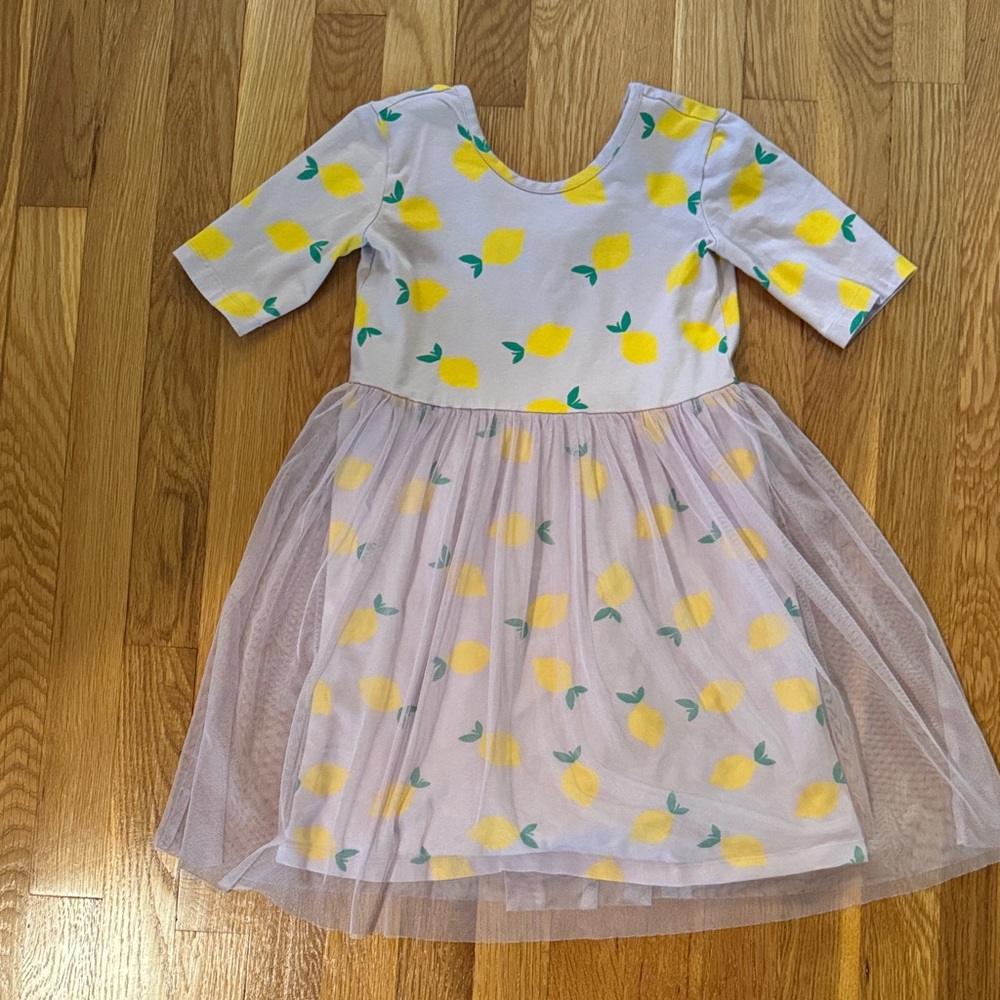 Hanna Andersson Lemon Print Tulle Dress